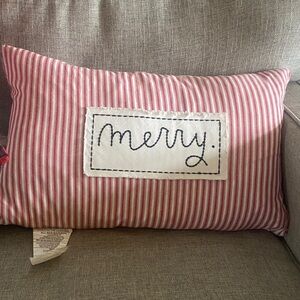 Rae Dunn Red and White Striped 'Merry' Pillow